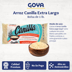 Goya Canilla measured rice in cup illustrating easy portioning