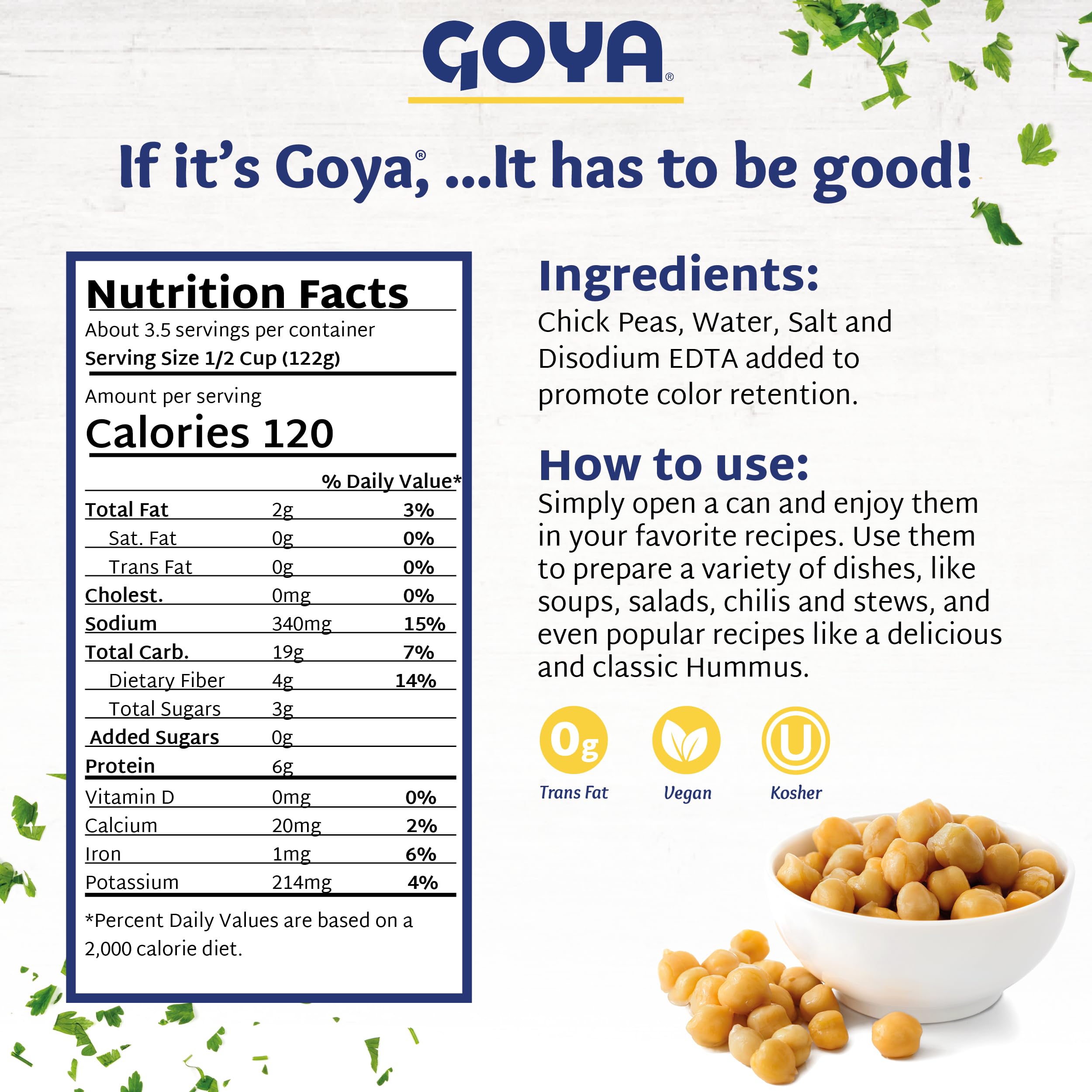 Goya close-up of chickpea texture highlighting creamy, firm bite