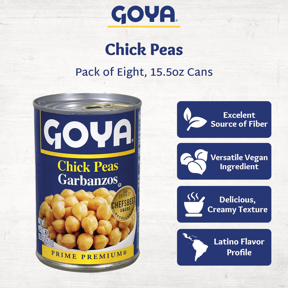 Goya open can top view showing whole chick peas ready to use quickly
