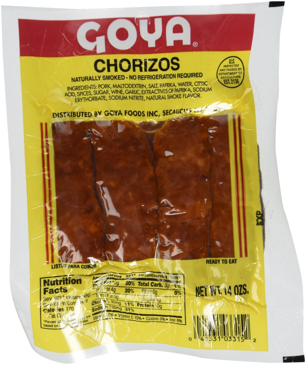 Goya chorizos front packaging showing product and easy-meal benefit