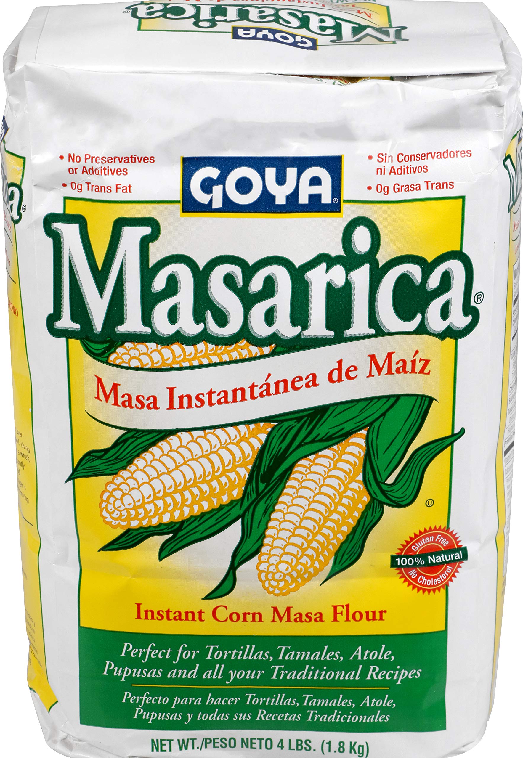 Goya Masarica front packaging showing brand and 4 lb bag for easy meal prep