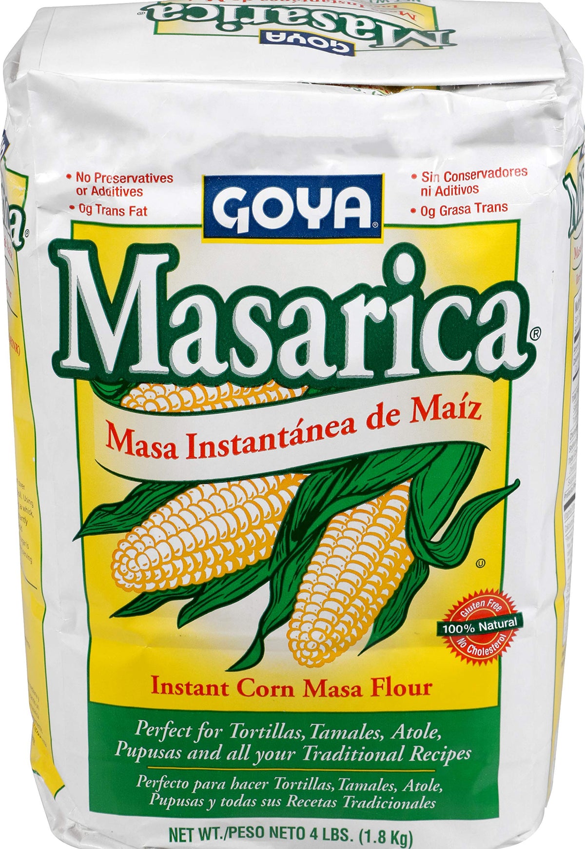 Goya Masarica front packaging showing brand and 4 lb bag for easy meal prep