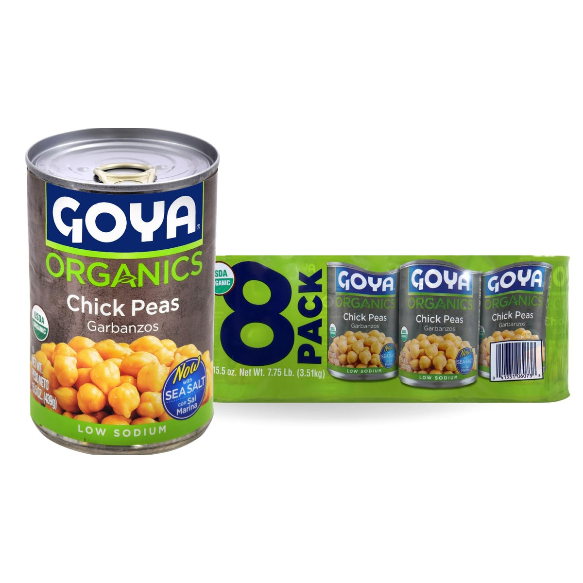 Goya front packaging showing organic chickpeas and benefits