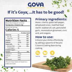 Goya Recaito spoonful over rice showing quick flavor boost