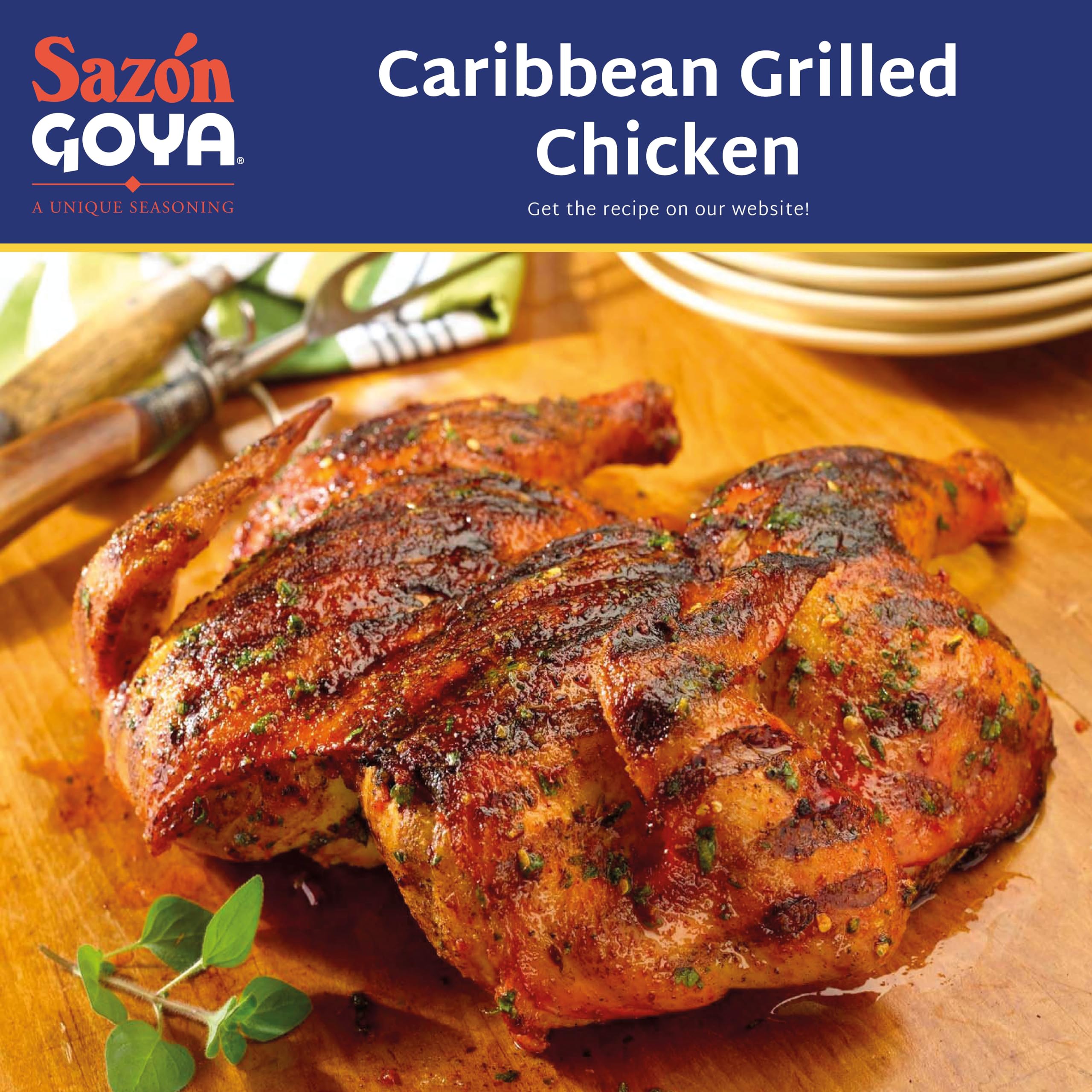 Goya seasoning measured beside garlic and oil, aiding simple marinade creation