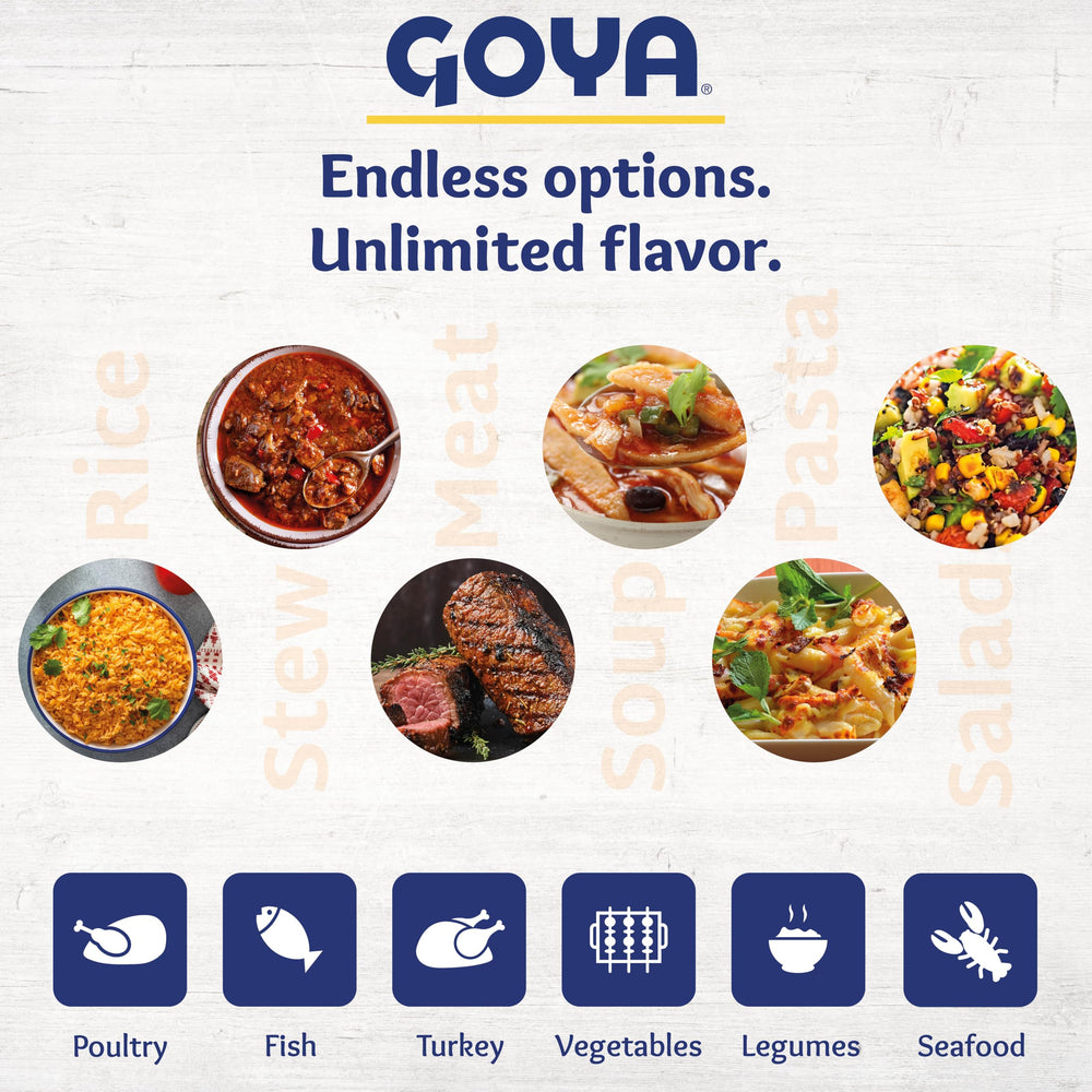 Plated rice seasoned with Goya Sazón, delivering vibrant taste without annatto