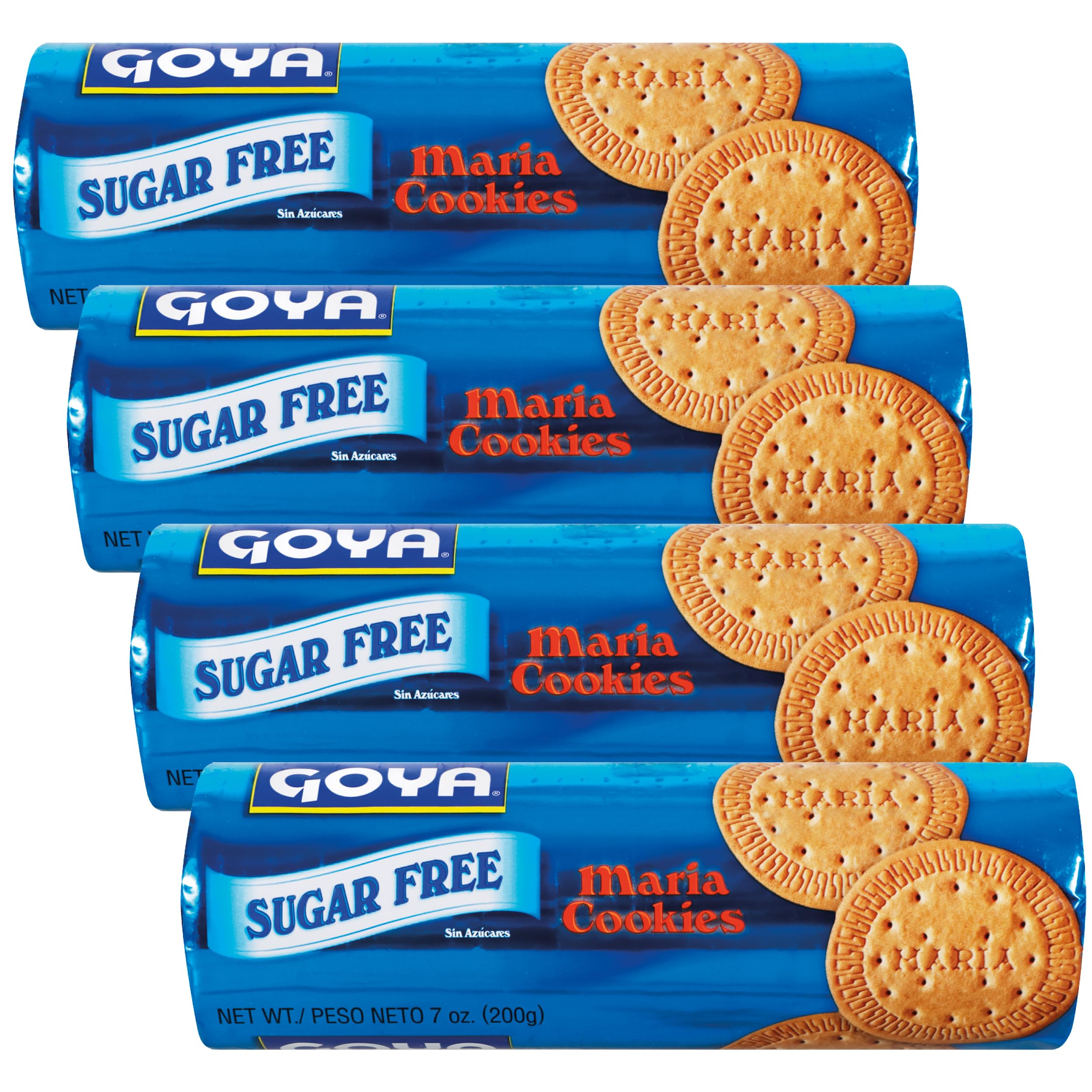 Goya front packaging showing 4-pack and sugar-free label, convenient storage benefit