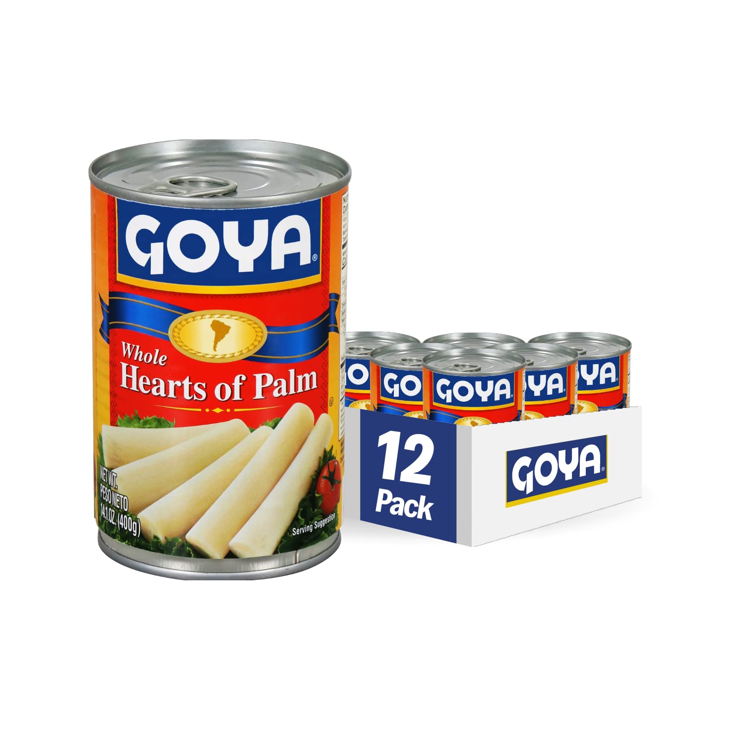 Goya whole hearts of palm front can showing label and convenient multipack storage benefit