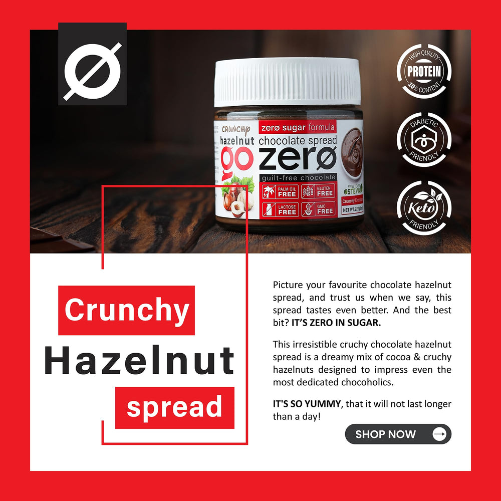 go zero close-up of hazelnut pieces highlighting crunchy bites and real-nut ingredient