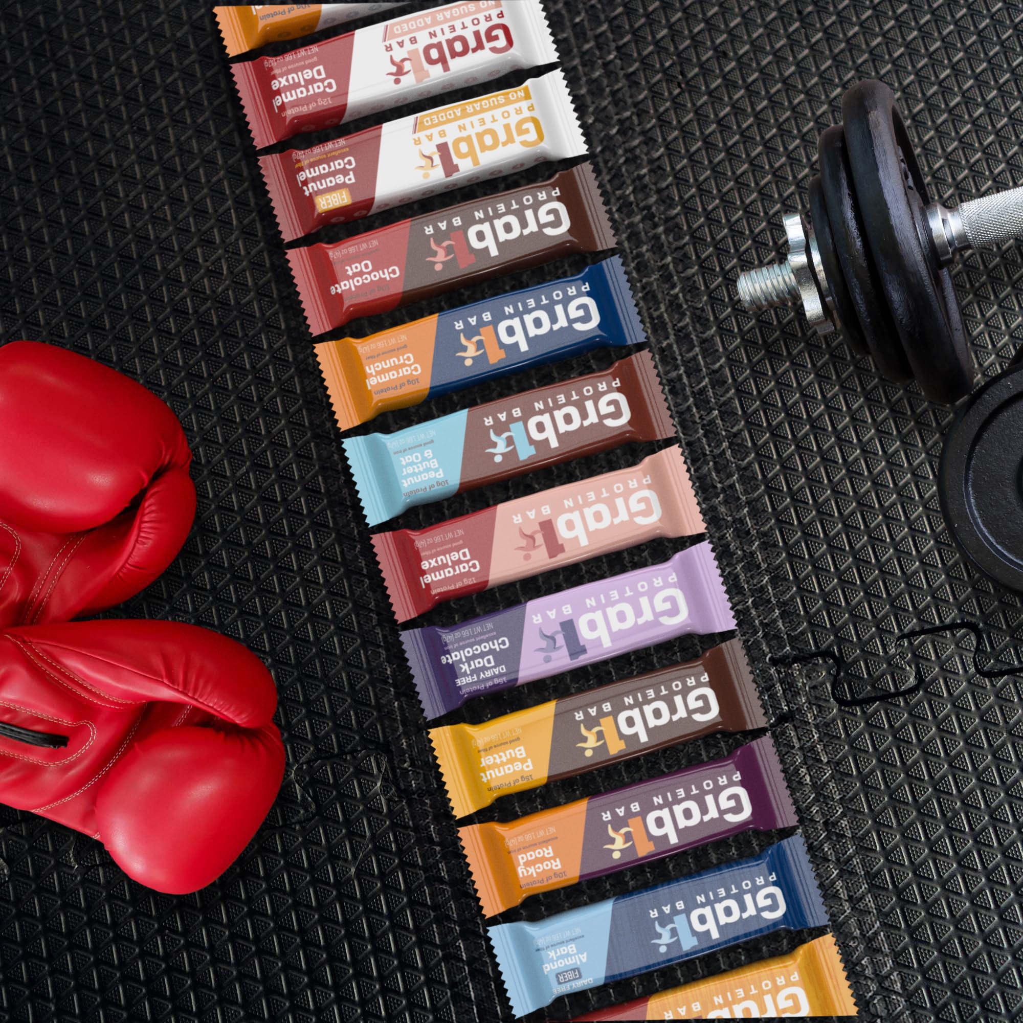 GRAB1 bar in hand for scale demonstrating portable size and convenient snack portion