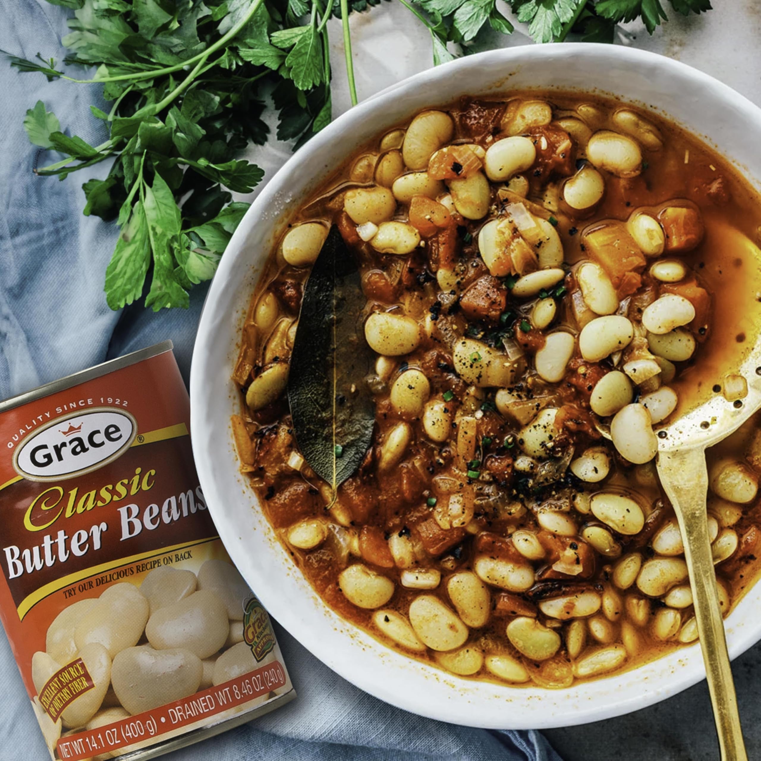 Grace close-up of butter bean texture, creamy consistency benefit