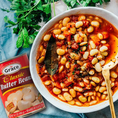 Grace close-up of butter bean texture, creamy consistency benefit