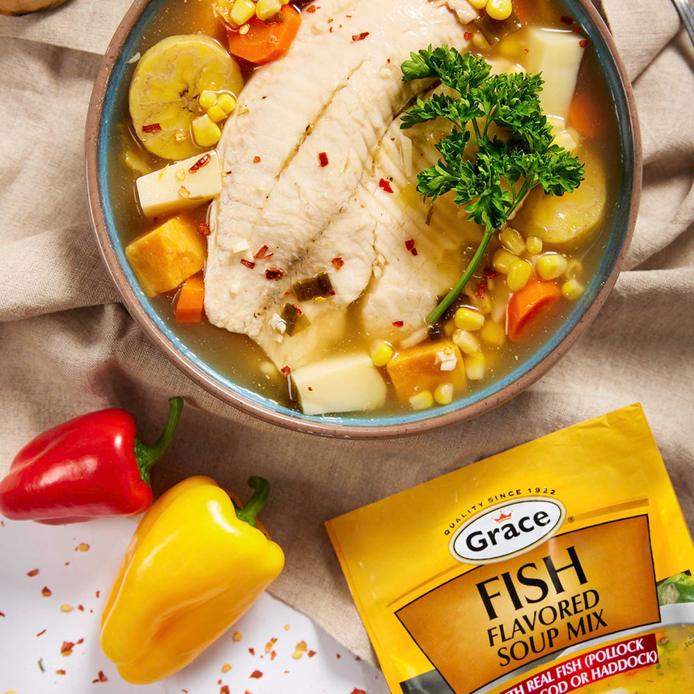 Grace powdered soup mix close-up texture, easy-to-dissolve base for fast meals