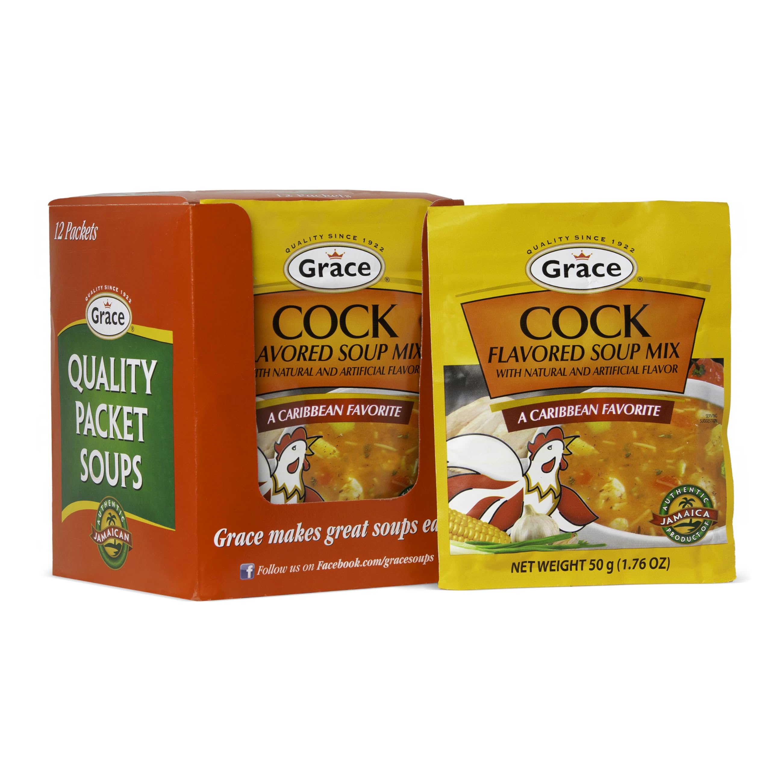 Grace front packaging showing brand and bold Jamaican soup flavor benefit