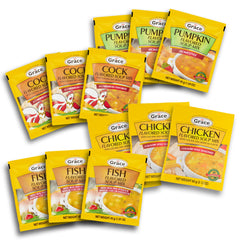Grace front packaging showing 12-pack variety and flavor names, quick meal ready