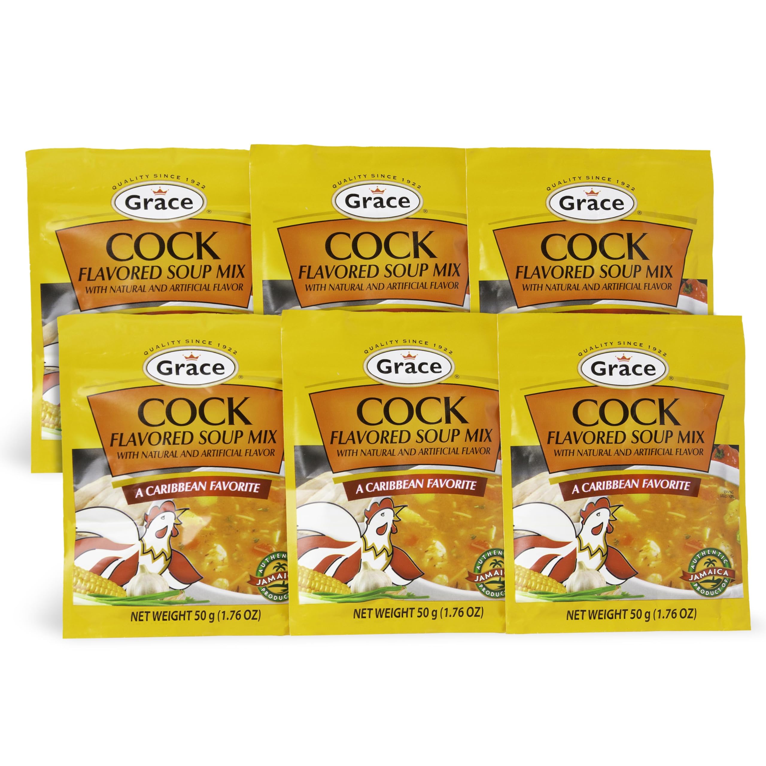 Grace front packaging showing six Caribbean soup mix packets for easy pantry use