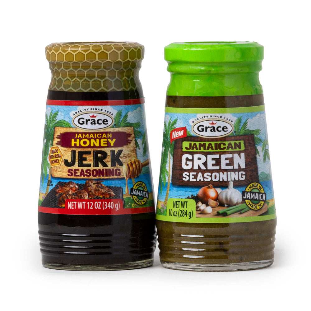 Grace bottle front packaging showing twin pack and Jamaican-inspired branding, easy pantry staple