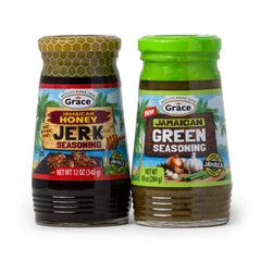 Grace bottle front packaging showing twin pack and Jamaican-inspired branding, easy pantry staple