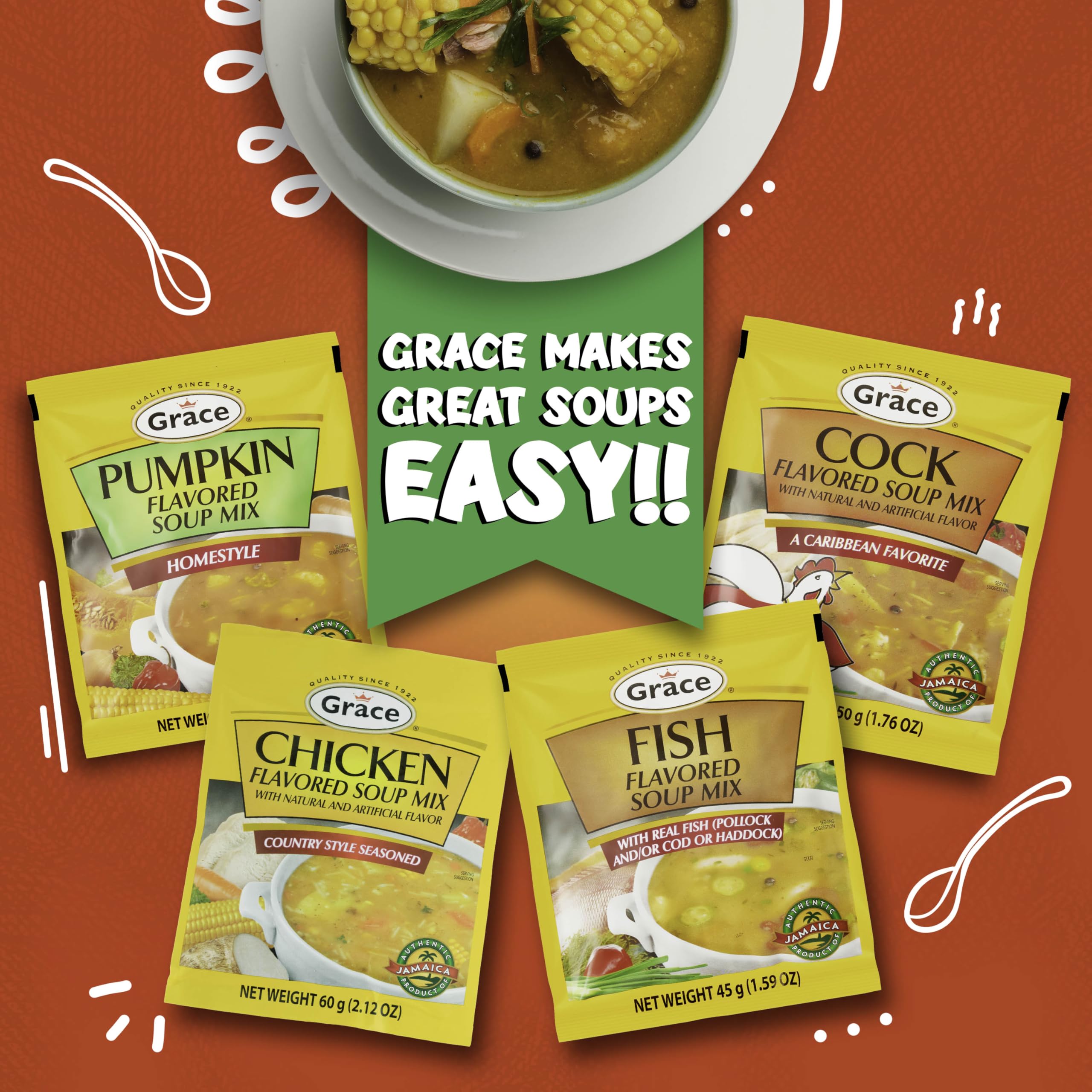 Grace 12-pack beside common objects for scale, emphasizes pantry-friendly portioning