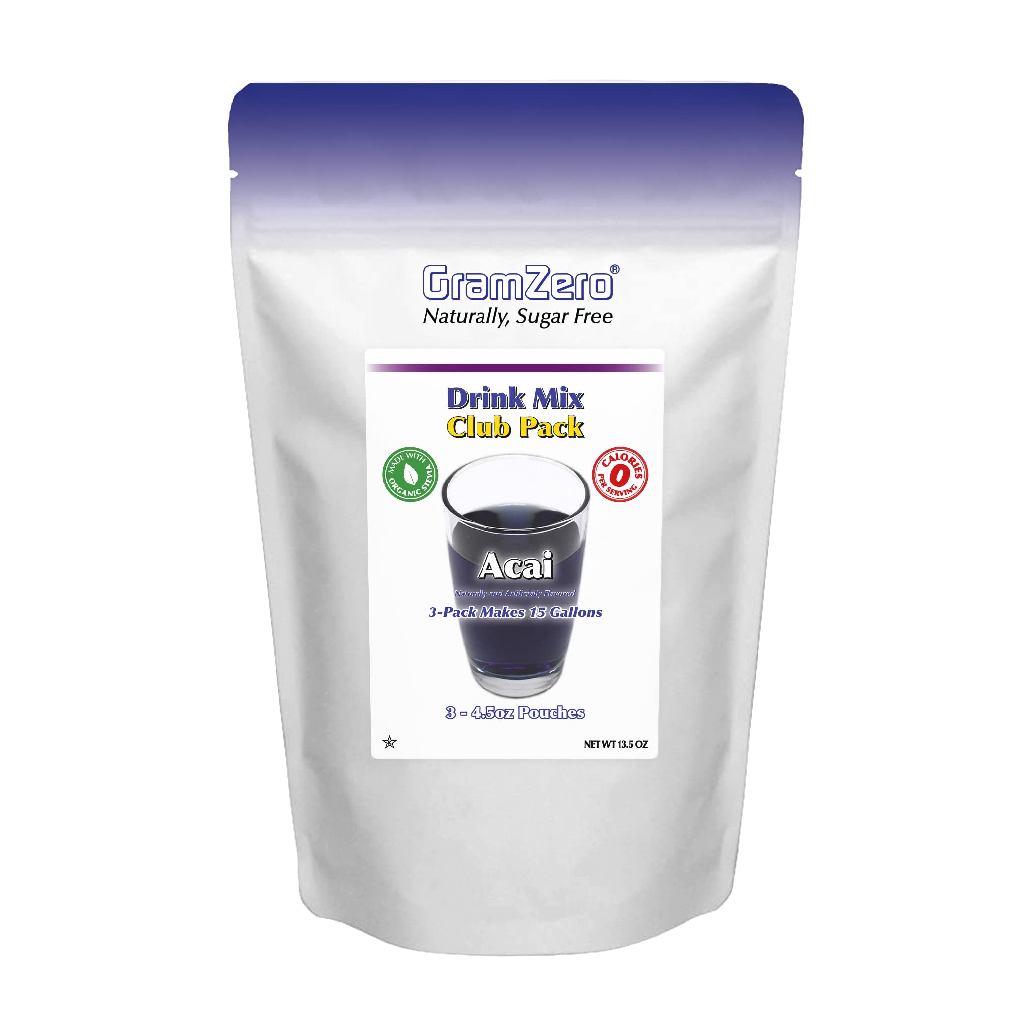 GramZero acai front packaging showing master pouch and inner pouches with product benefits