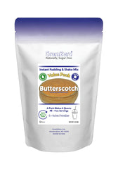GramZero front packaging showing six butterscotch pudding pouches and clear labeling benefit: convenient portioning