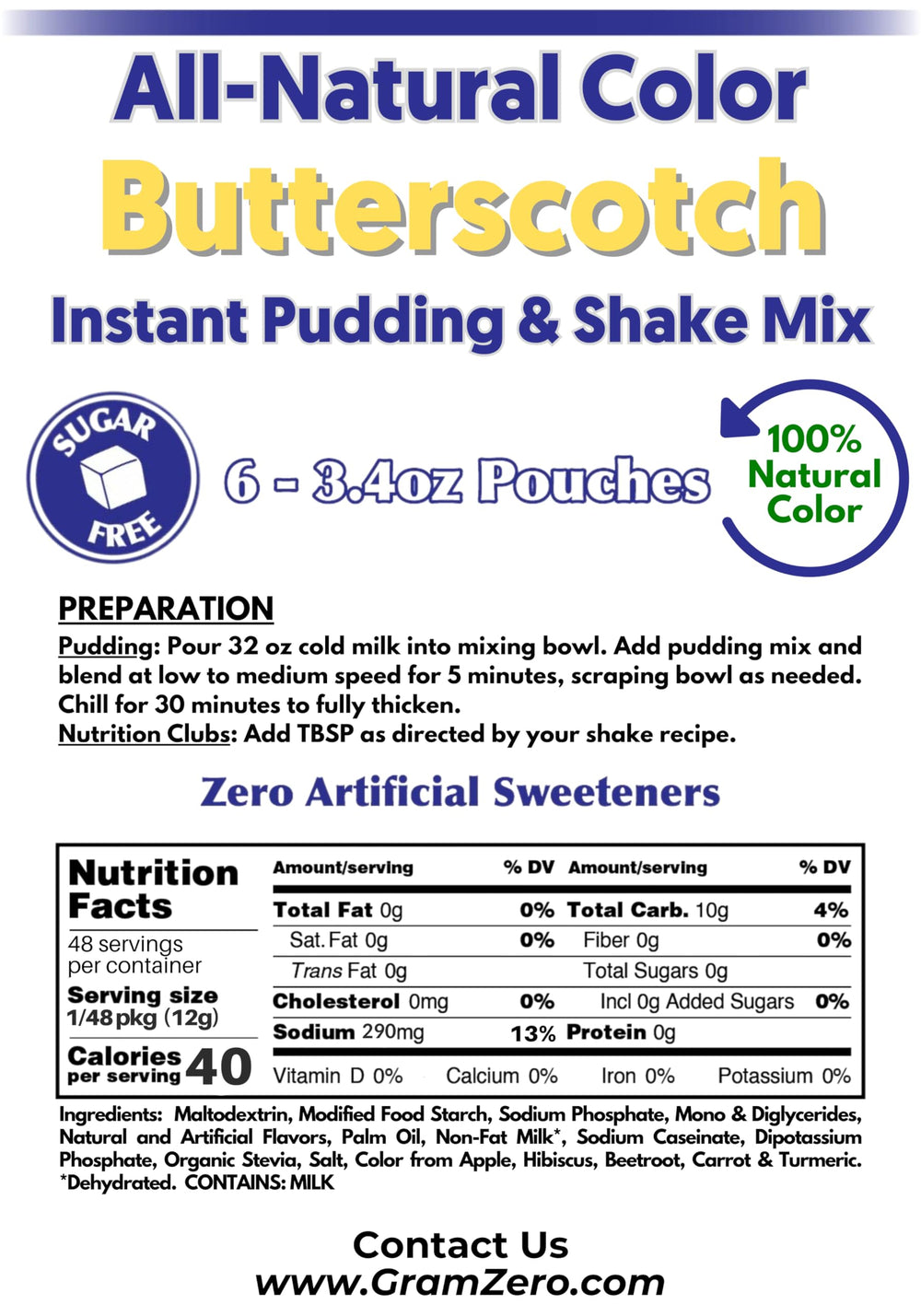 GramZero prepared butterscotch pudding in bowl demonstrating rich color and low‑sugar indulgence