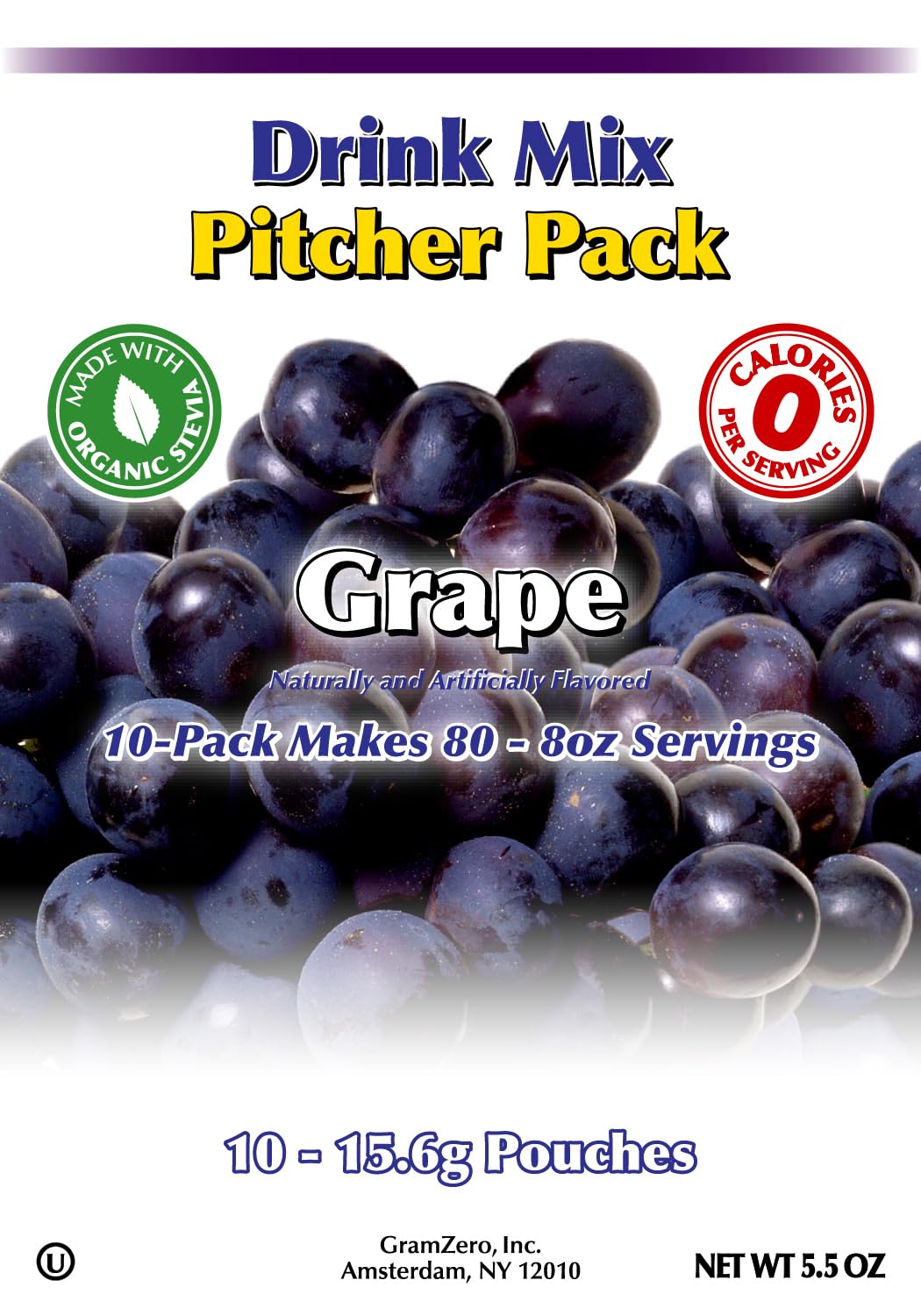 GramZero grape inner pouch opened with powder, easy portioning benefit