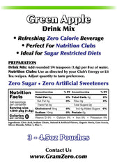 GramZero mixed in glass with ice demonstrating clear green apple flavor refreshment