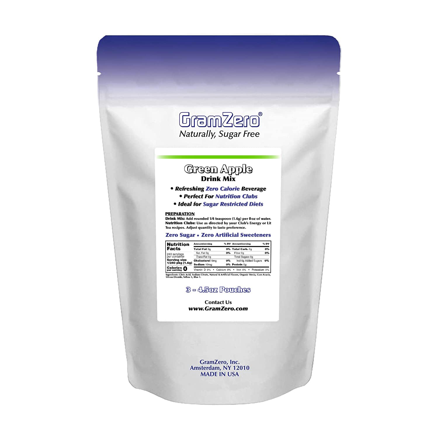 GramZero pouch beside measuring cup showing size and servings for planning