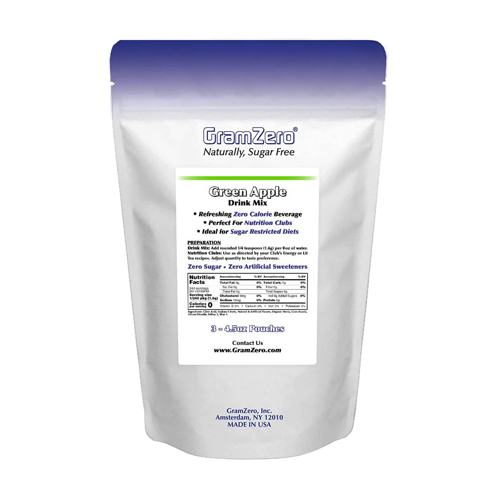 GramZero pouch beside measuring cup showing size and servings for planning