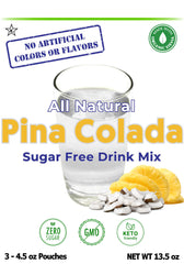 GramZero mixed Pina Colada in glass with ice showing refreshing result