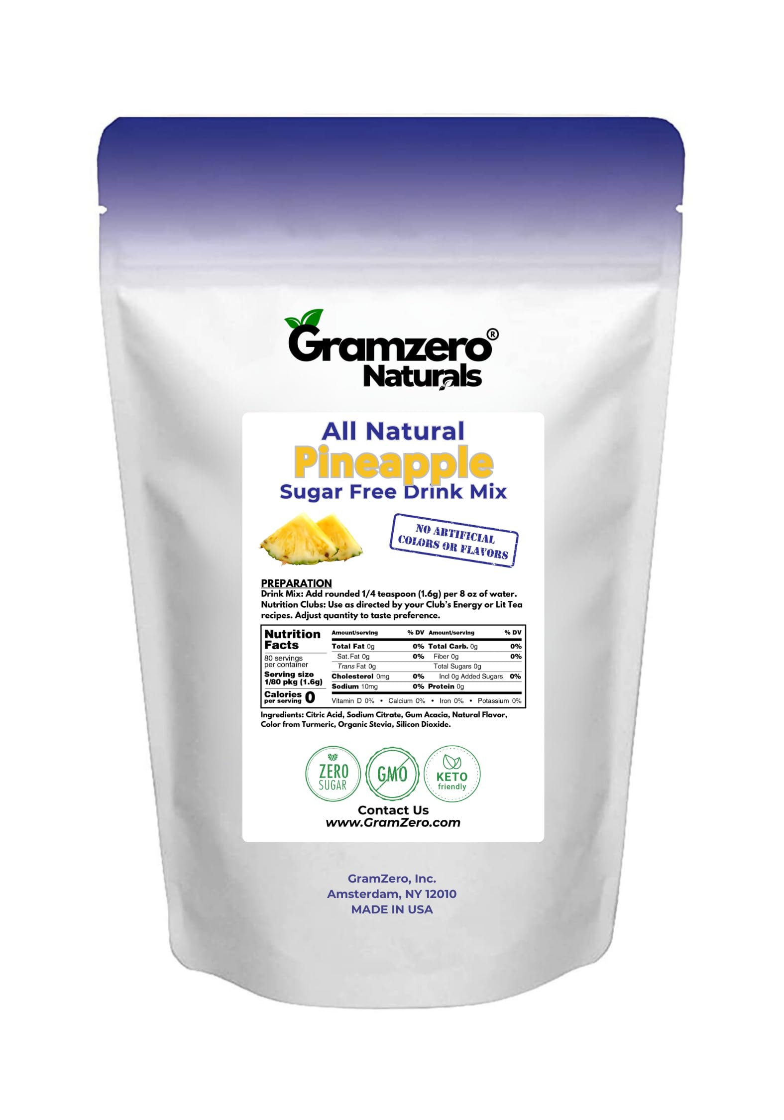 GramZero pineapple mix dissolved in water offering refreshing hydration