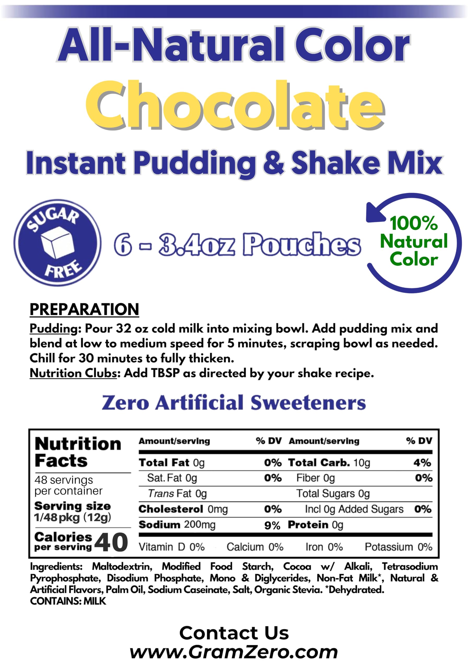 GramZero pudding powder close‑up texture, easy to mix and smooth