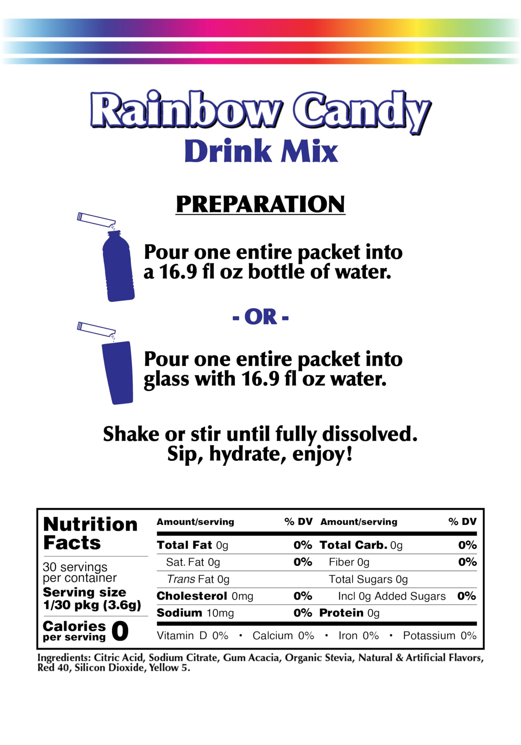 GramZero Rainbow Candy mixed in a water bottle for quick hydration