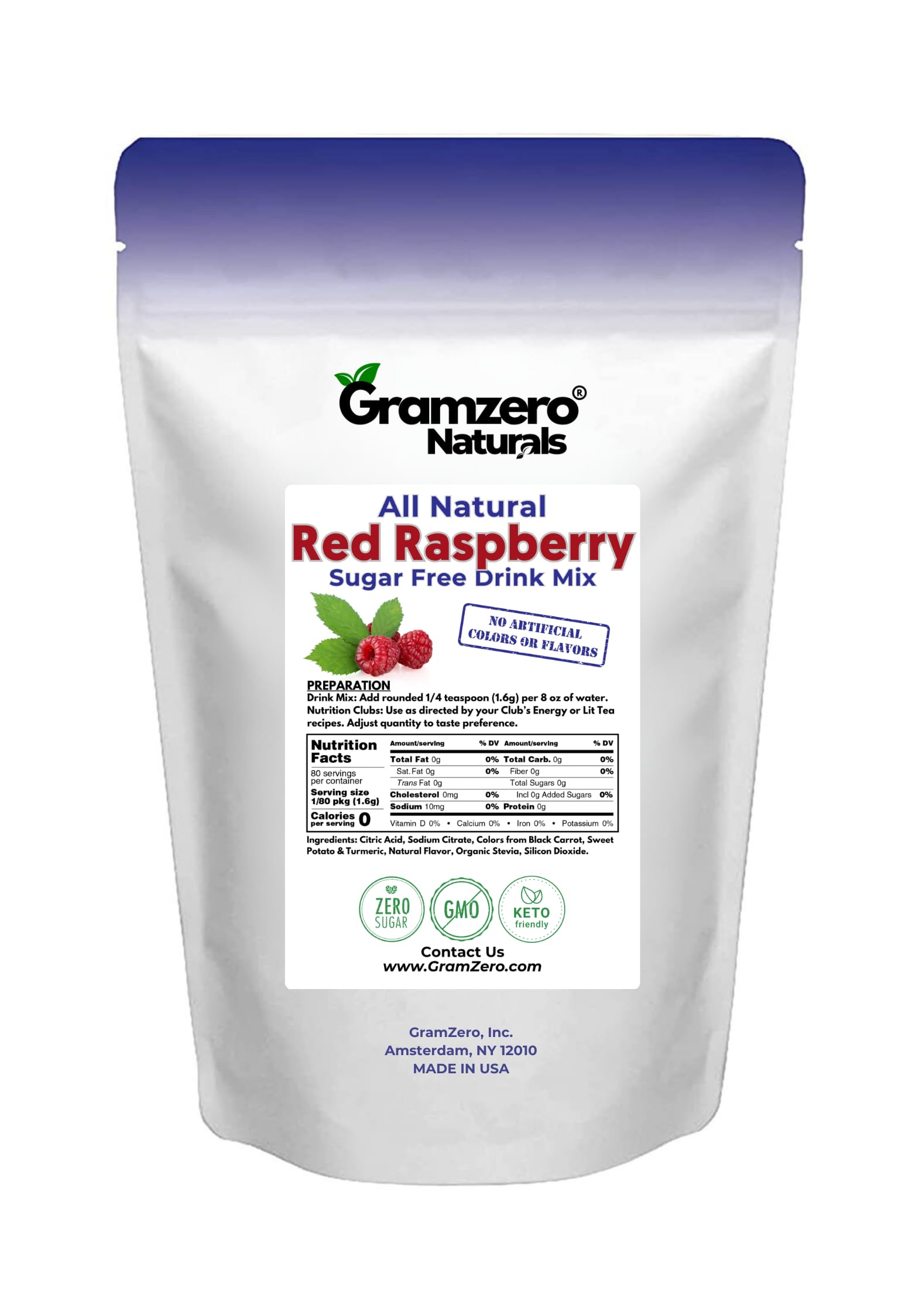 GramZero pouch beside measuring spoon showing serving size and container scale