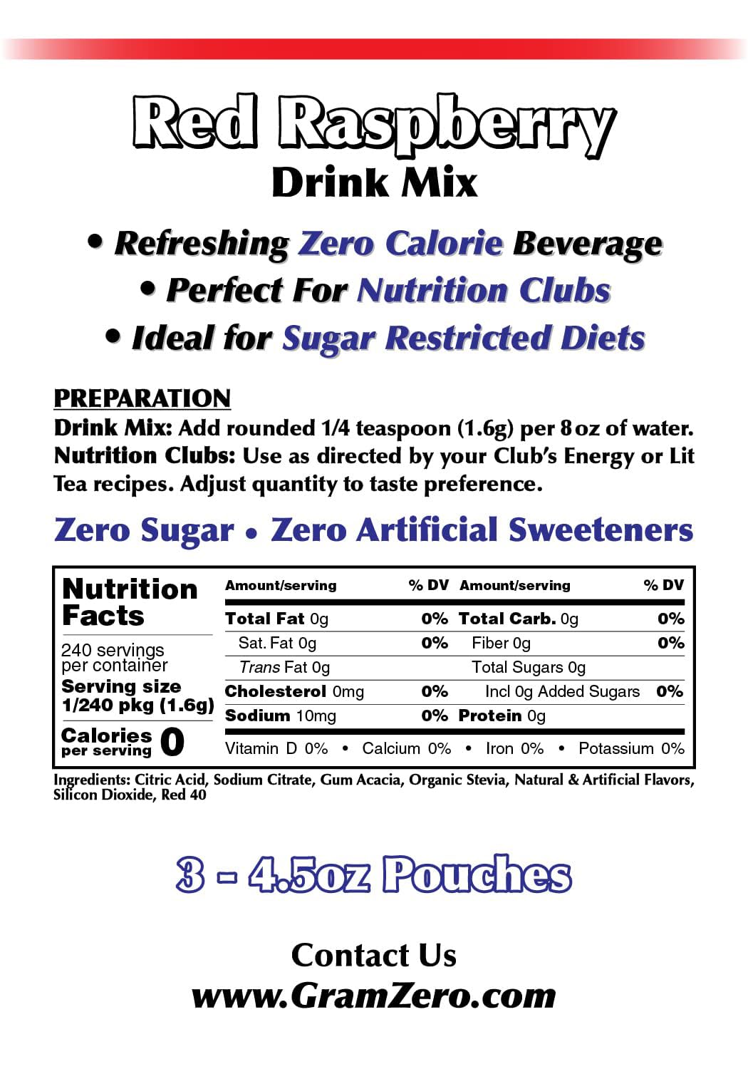 GramZero red raspberry drink poured in glass demonstrating refreshing flavor