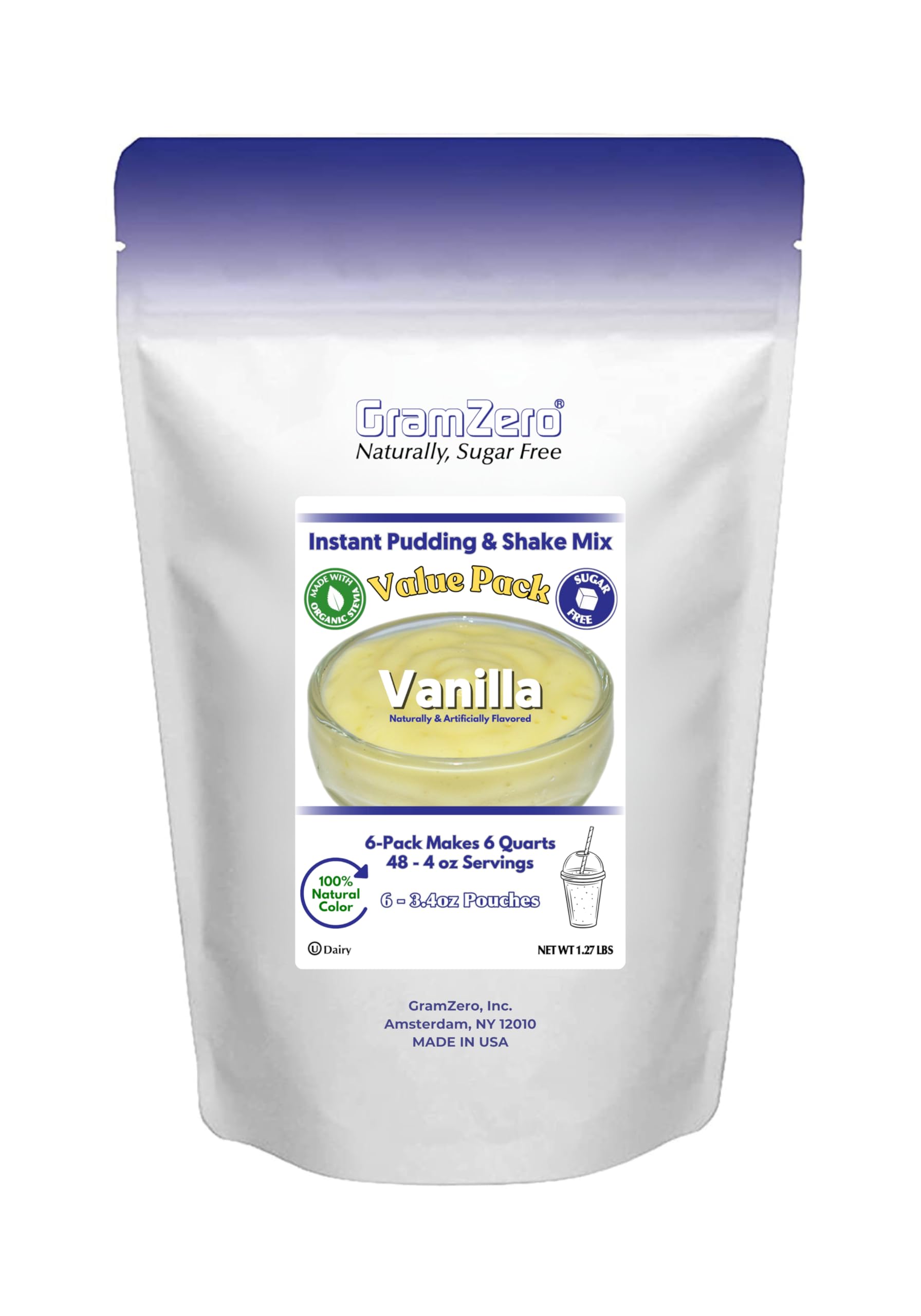 GramZero front packaging showing the 6‑pack pouch and label, clear low‑sugar benefit
