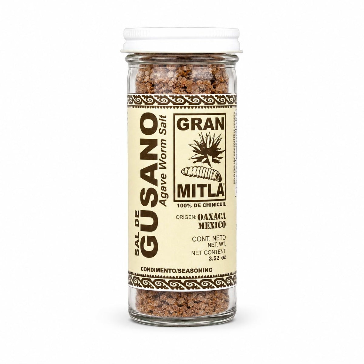 Gran Mitla jar front showing label and jar benefits