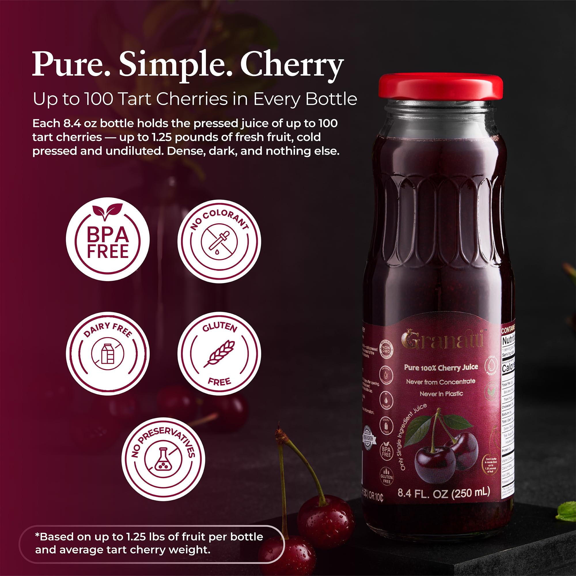 Granatti close-up of deep red juice color and smooth texture for freshness