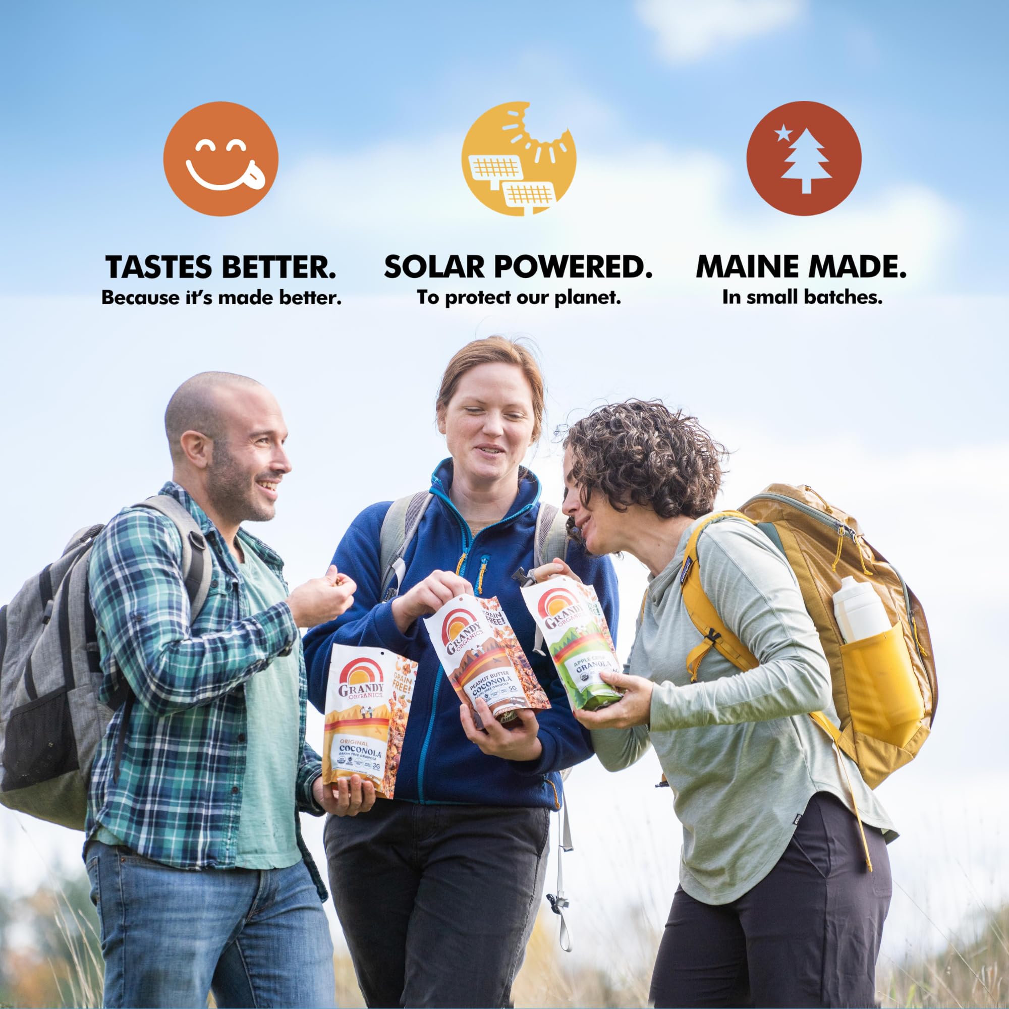 GrandyOats label certifications emphasizing organic and gluten-free status