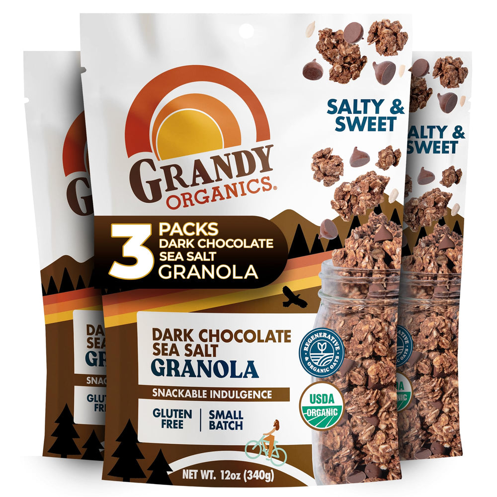 GrandyOats front packaging showing organic gluten free badge and flavor
