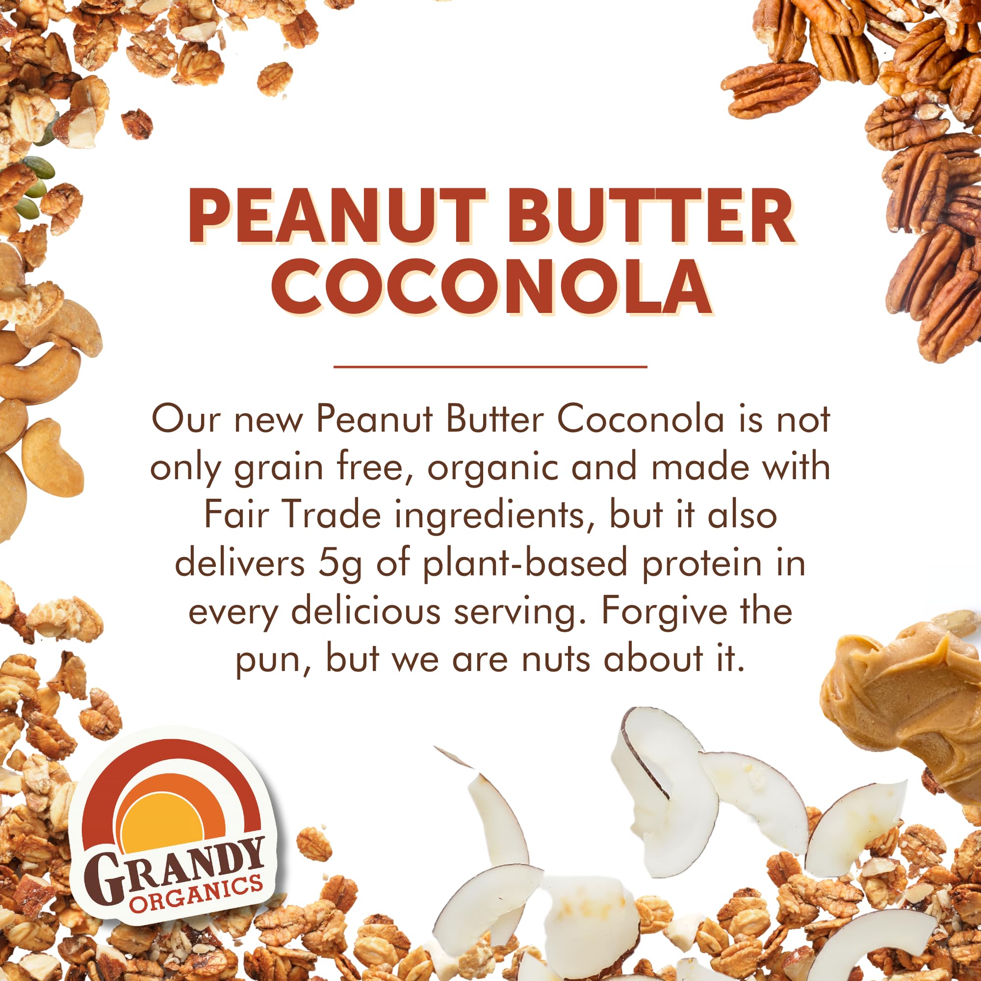 GrandyOats spoon scooping coconola into bowl for quick protein breakfast