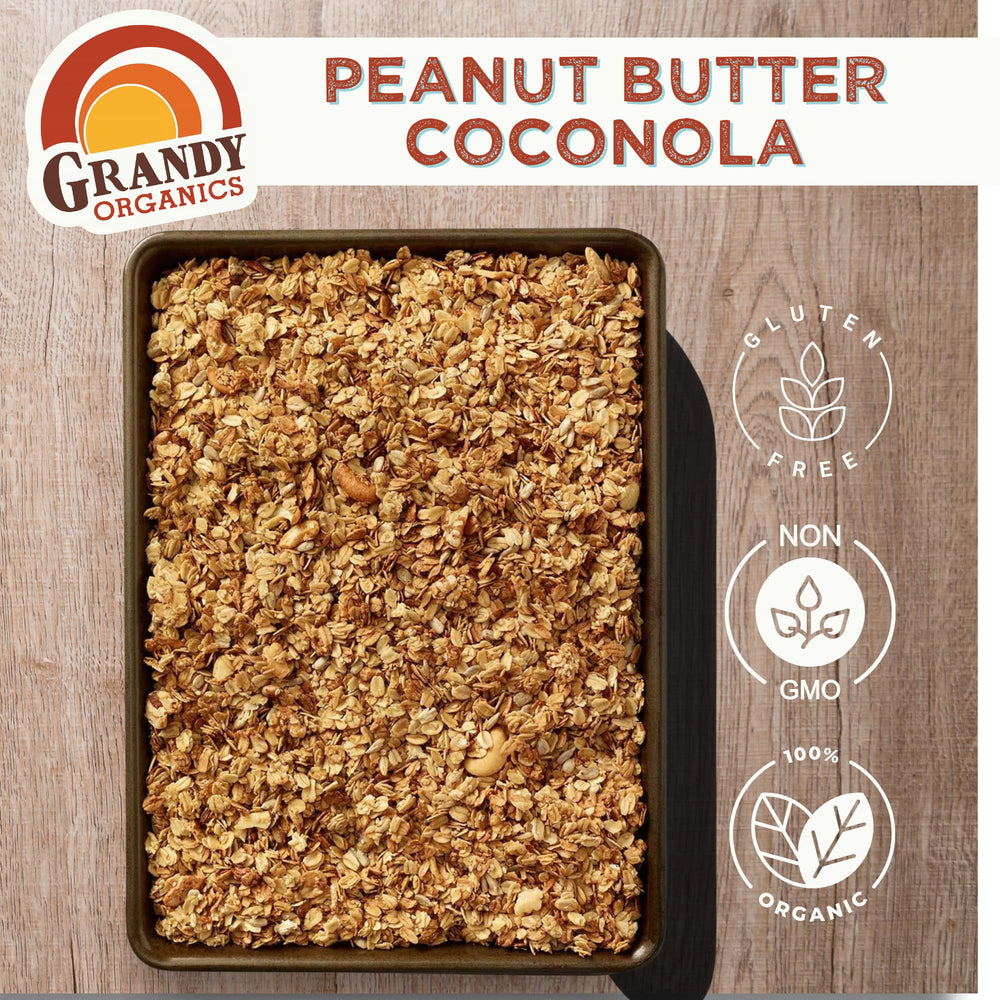 GrandyOats sprinkled over yogurt bowl adding crunch and peanut flavor
