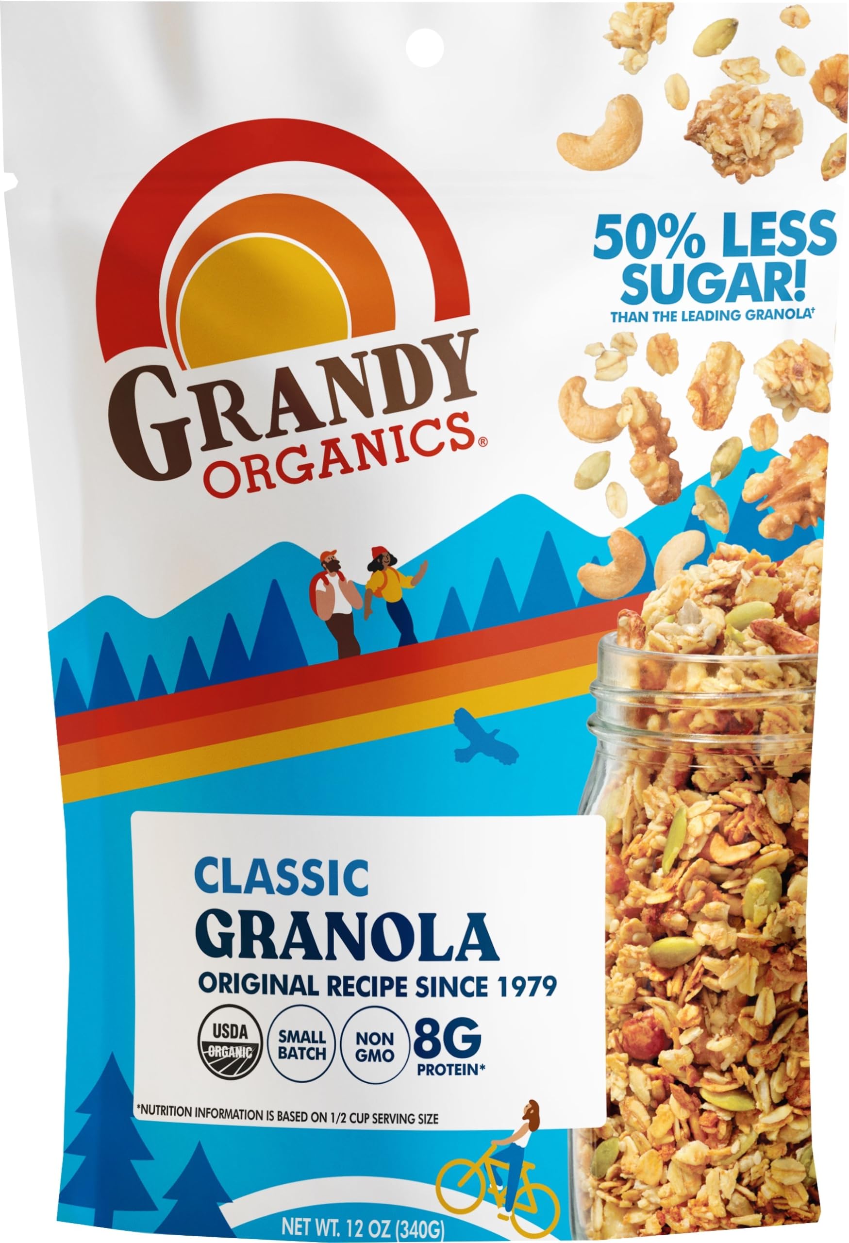 GrandyOats front packaging showing 12 oz bag and organic label for pantry appeal