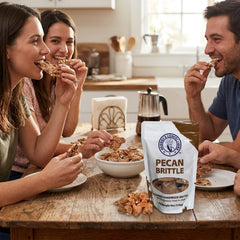 Granny's Confections pecan close-up displays Grade A halves and rich toasting