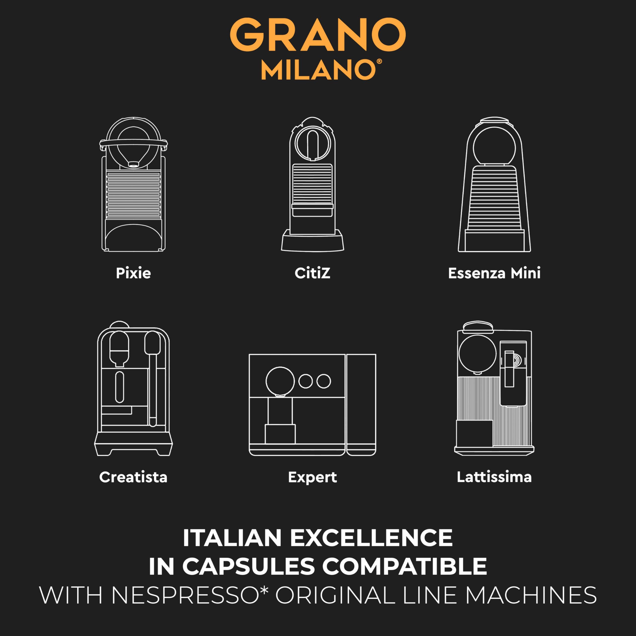 Grano Milano capsule placed in Nespresso OriginalLine machine demonstrating easy use