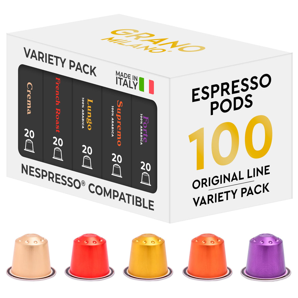 Grano Milano front packaging showing 100-pack and blend names for easy selection