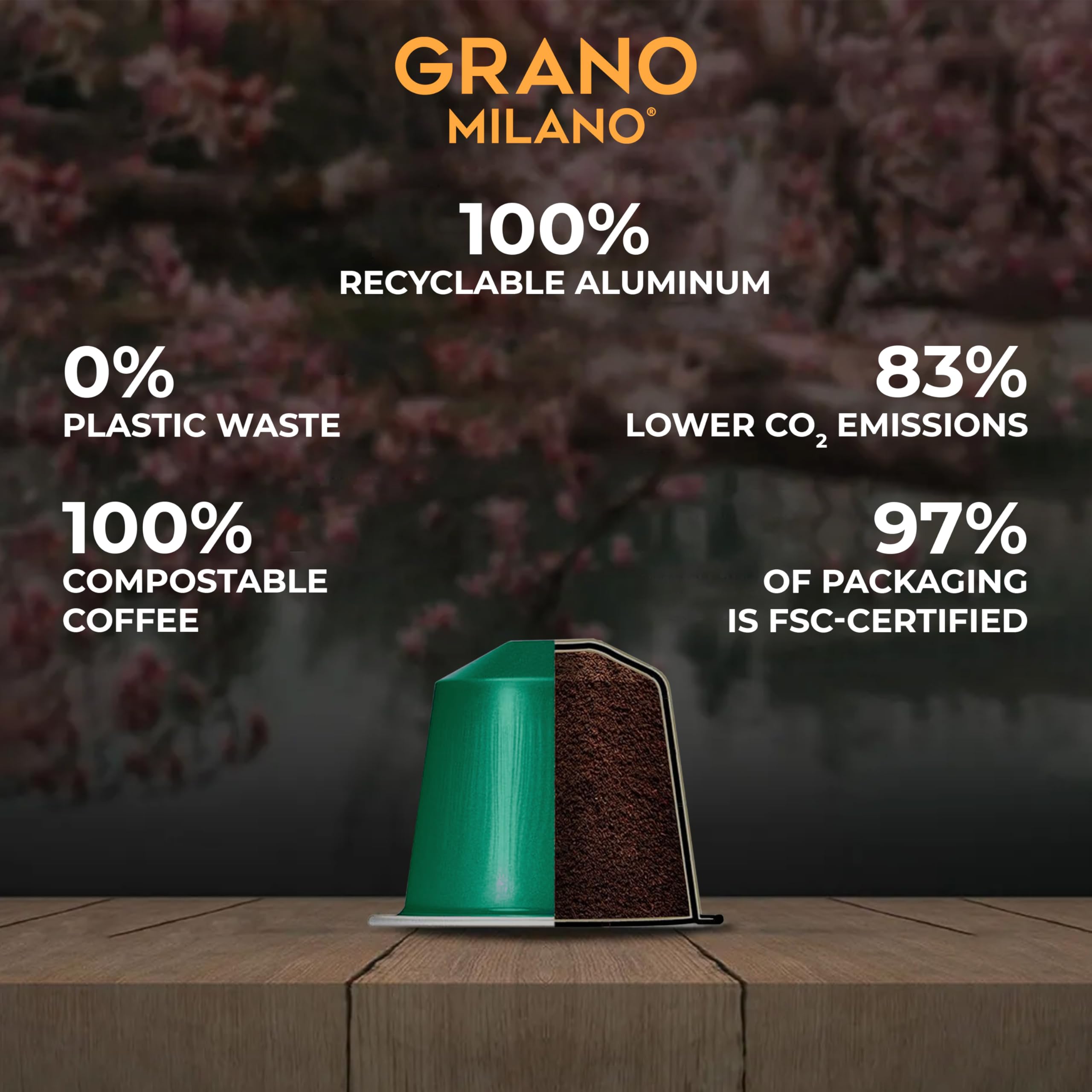 Grano Milano capsules on a breakfast table illustrating convenient coffee variety