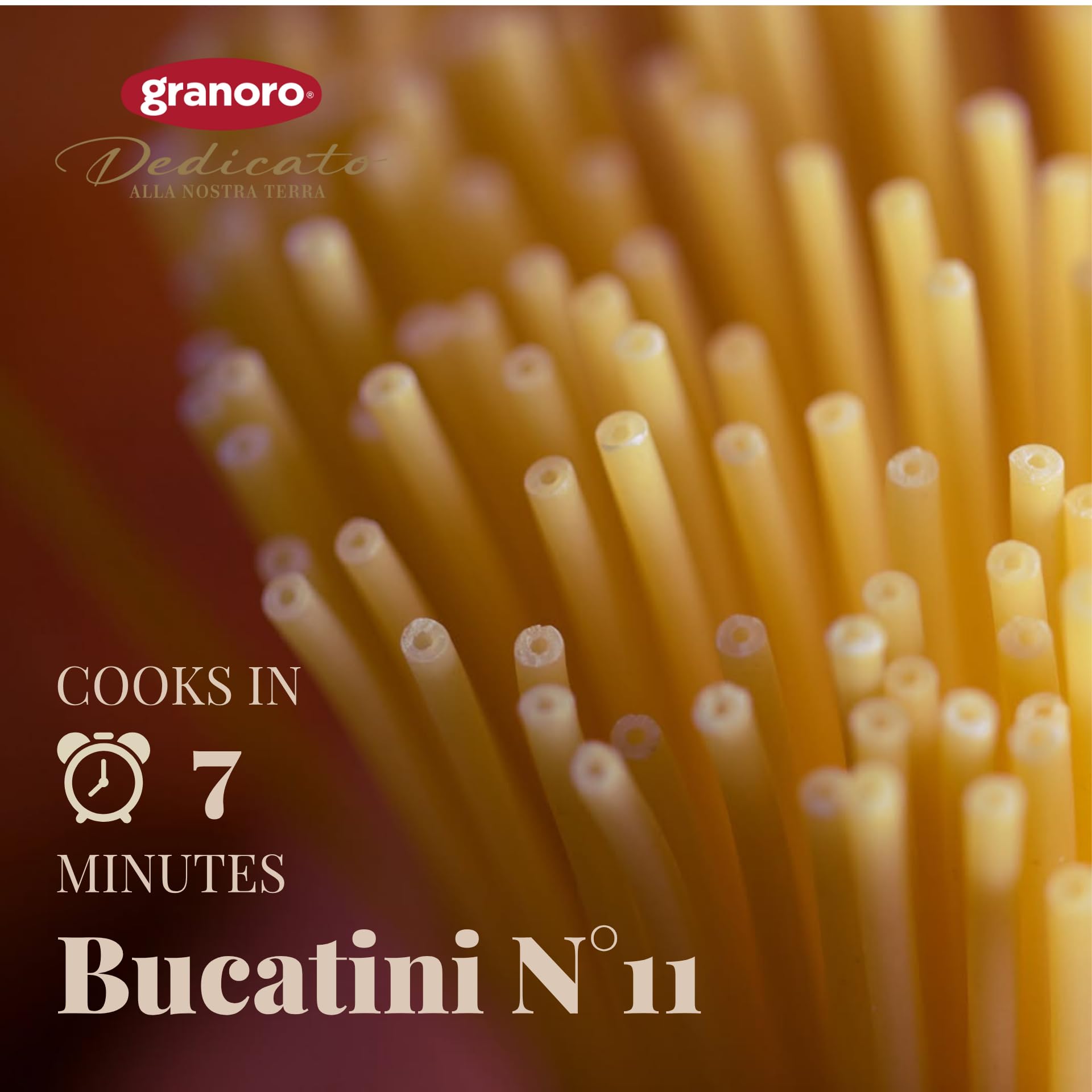 Granoro uncooked hollow bucatini strands highlighting shape for sauce retention
