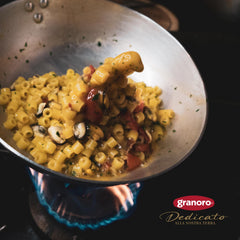 Granoro ditali lisci in minestrone soup showing shape capturing beans and vegetables well